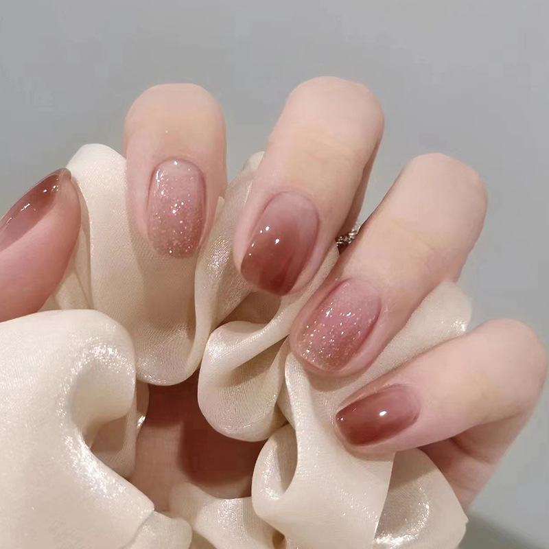 Nail Art Pink - 24pcs Bright Pink Gradient Color Fake