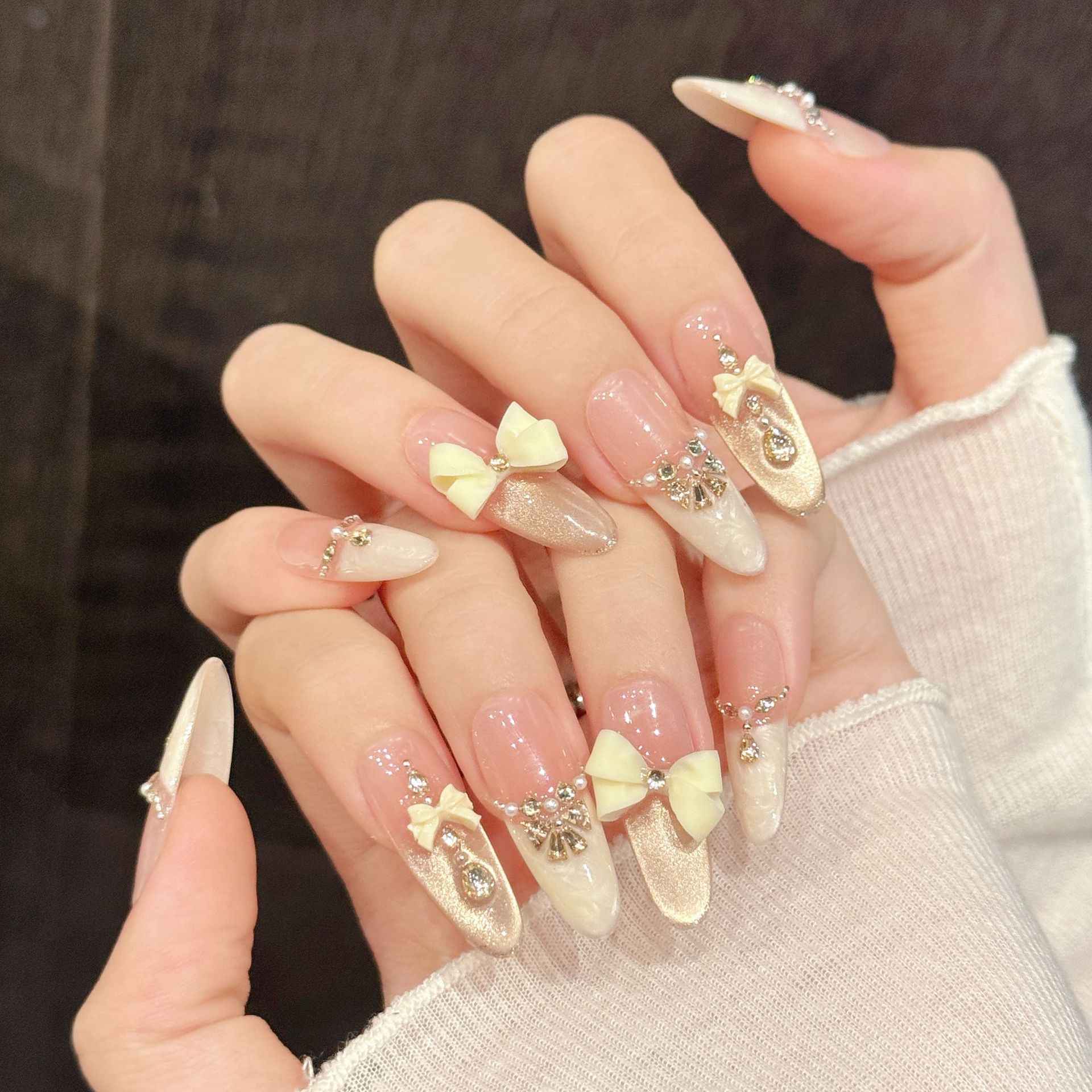 Nail Art Press On - 10pcs Handmade Press On Nails Light