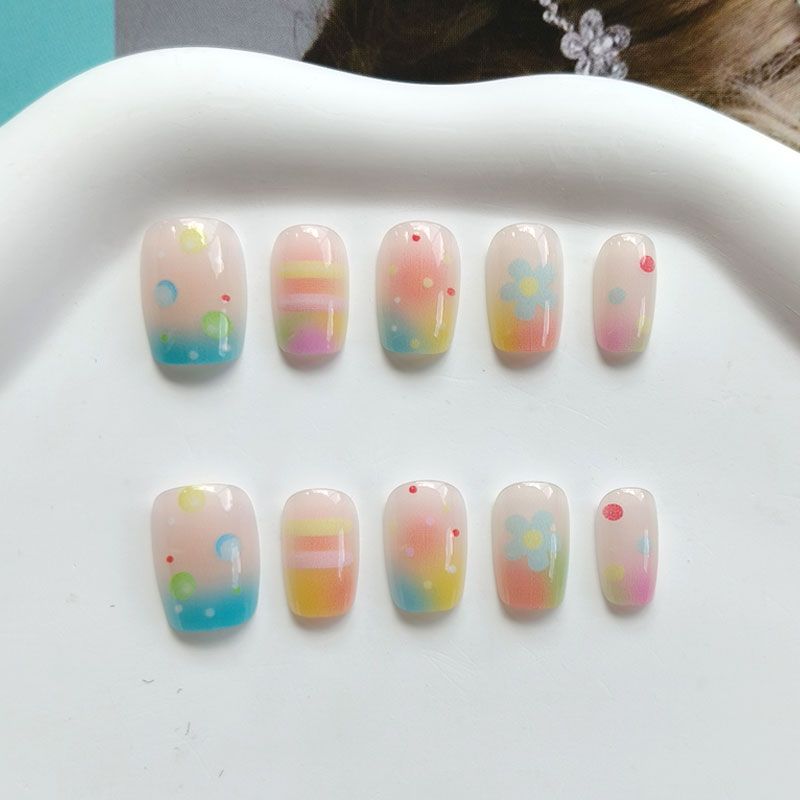Nail Art Ombre - 10Pcs Rainbow Bubble Gum Sweet Cute