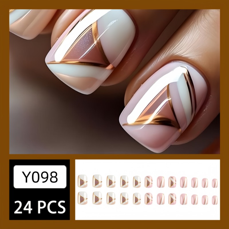 24pcs/set Cute Sweet Short Squ - Nail Art Press On ulasan dan harga