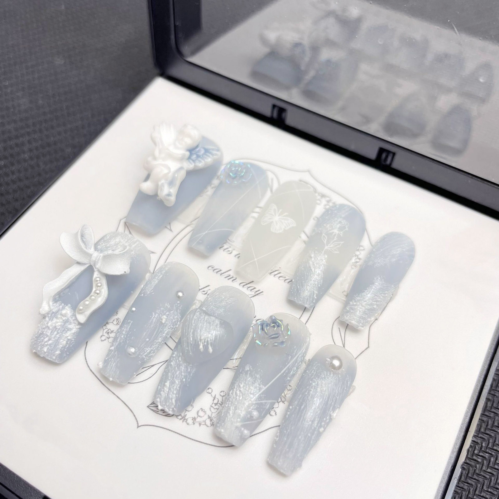 3D Plaster Angel False Nails G - Nail Art Press On ulasan dan harga