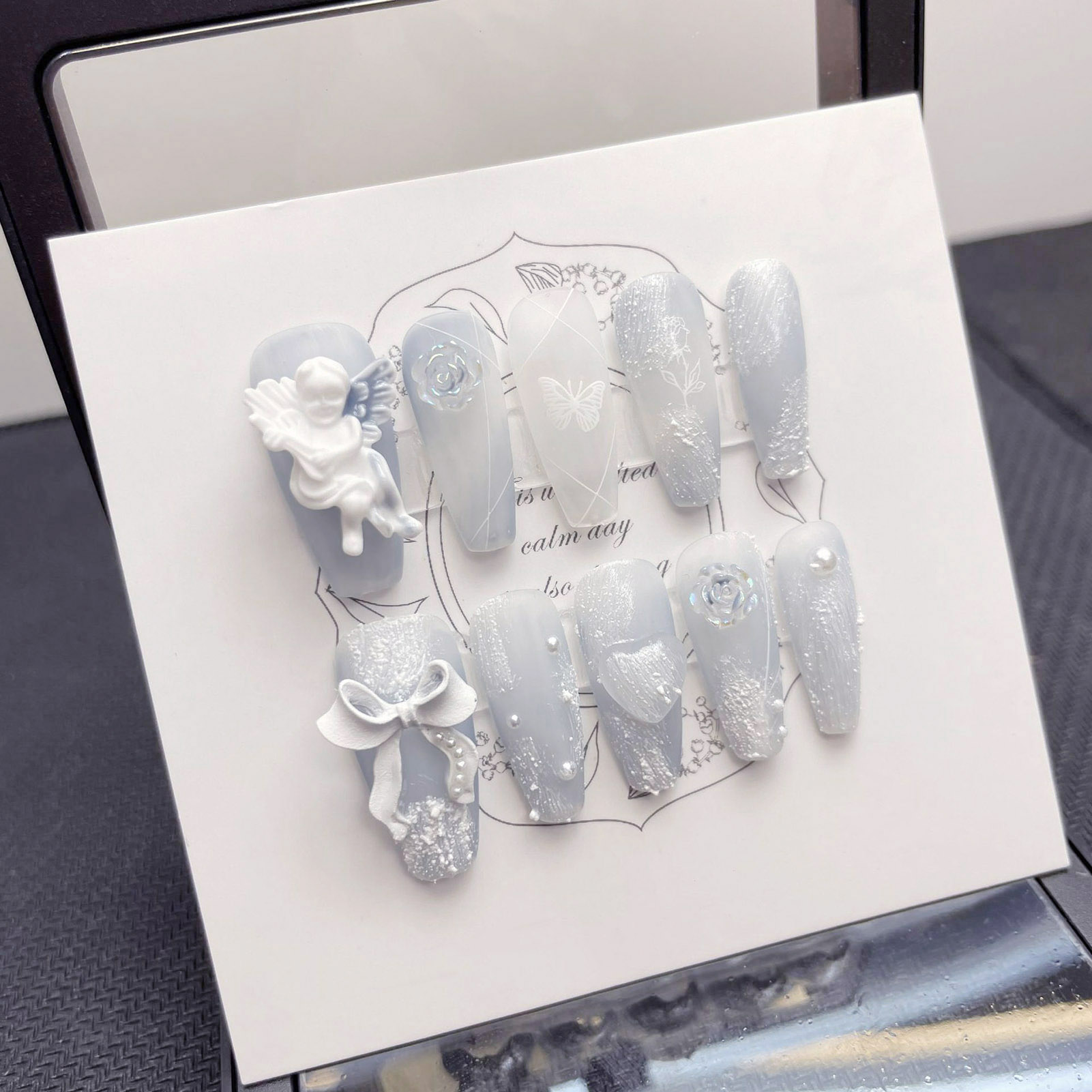 3D Plaster Angel False Nails G - Nail Art Press On ulasan dan harga