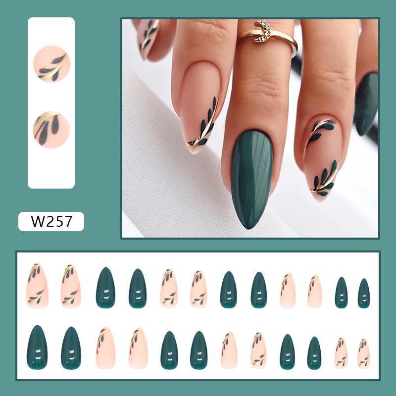 24P/Set Medium-length Almond P - Nail Art Pink ulasan dan harga