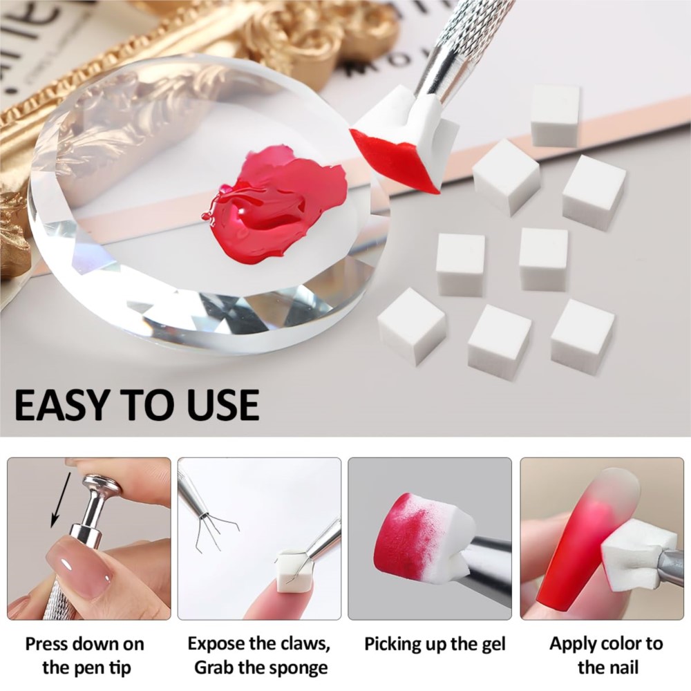 50/100Pcs White Mini Nail Spon - Nail Art Ombre ulasan dan harga