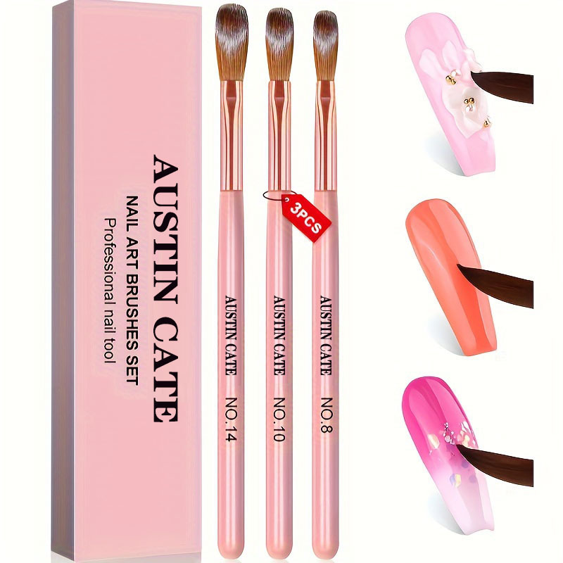 3pcs Kolinsky Acrylic Nail Bru - Nail Art Ombre ulasan dan harga