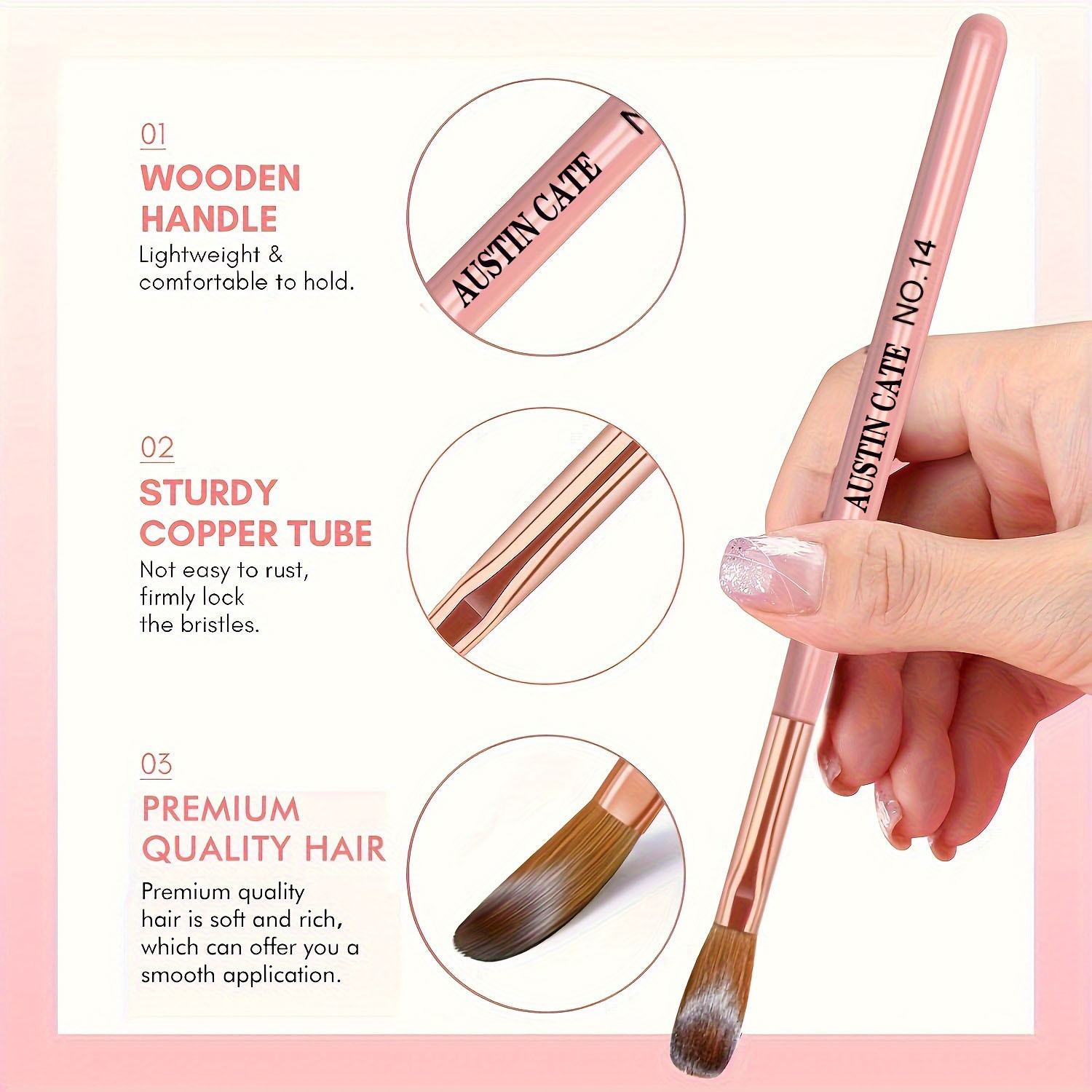 3pcs Kolinsky Acrylic Nail Bru - Nail Art Ombre ulasan dan harga