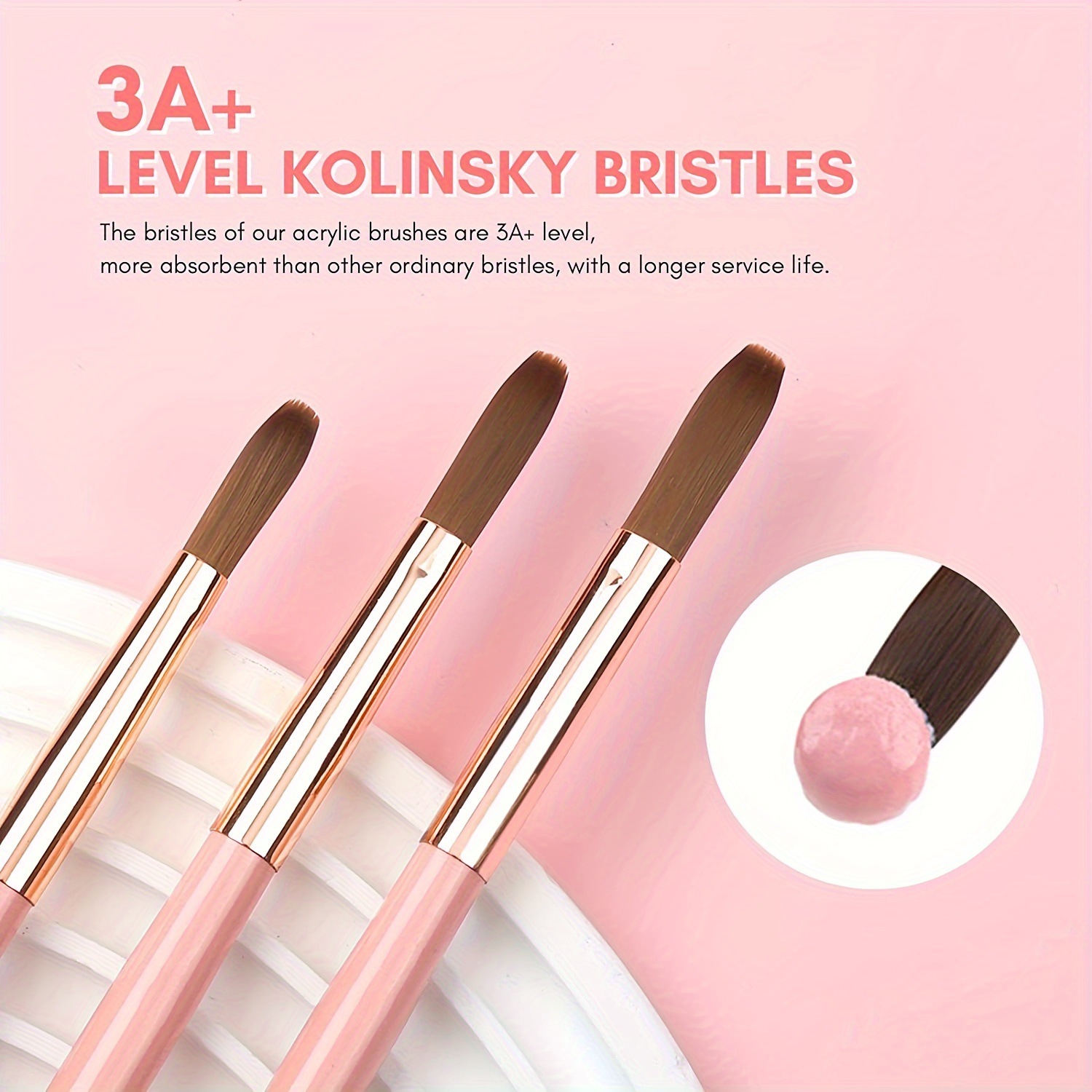 3pcs Kolinsky Acrylic Nail Bru - Nail Art Ombre ulasan dan harga
