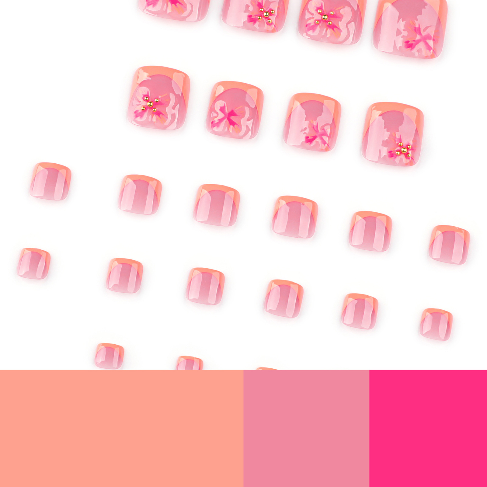 24pcs Charming Flower Pattern  - Nail Art Press On ulasan dan harga