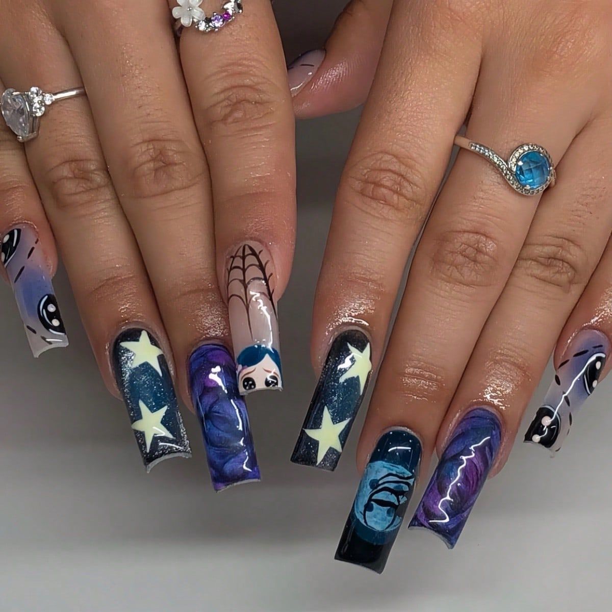 24pcs Y2k Star Graffiti Press  - Nail Art Press On ulasan dan harga