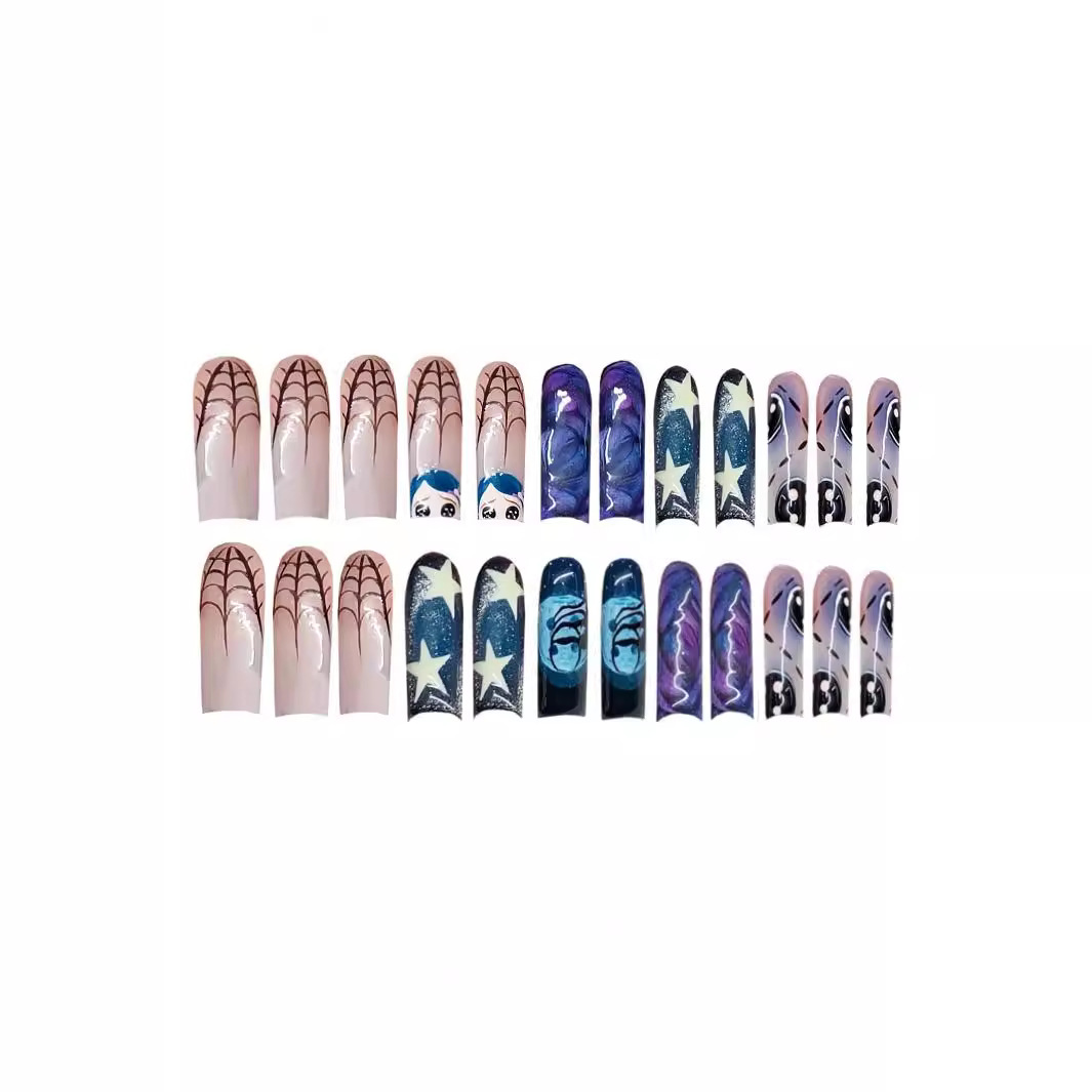 24pcs Y2k Star Graffiti Press  - Nail Art Press On ulasan dan harga