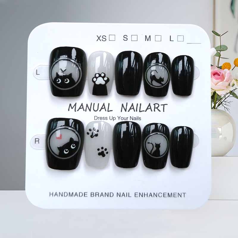 10Pcs Cute Cartoon Black Cat a - Nail Art Pink ulasan dan harga