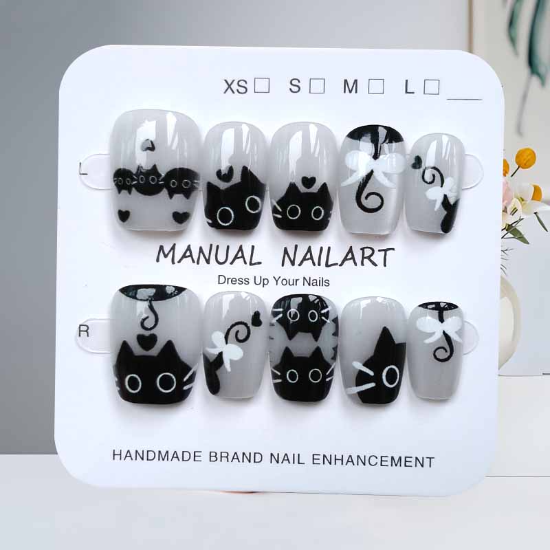10Pcs Cute Cartoon Black Cat a - Nail Art Pink ulasan dan harga