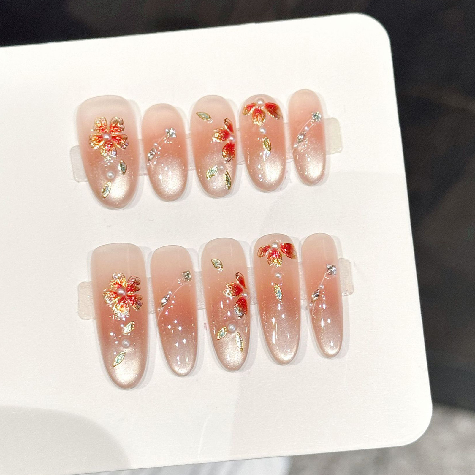 10pcs Handmade Fake Nails Pres - Nail Art Pink ulasan dan harga